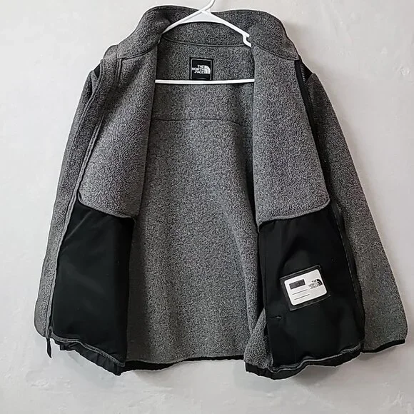 The North Face Denali Jacket Polartec Fleece Teen Boys Full Zip Black Gray XL